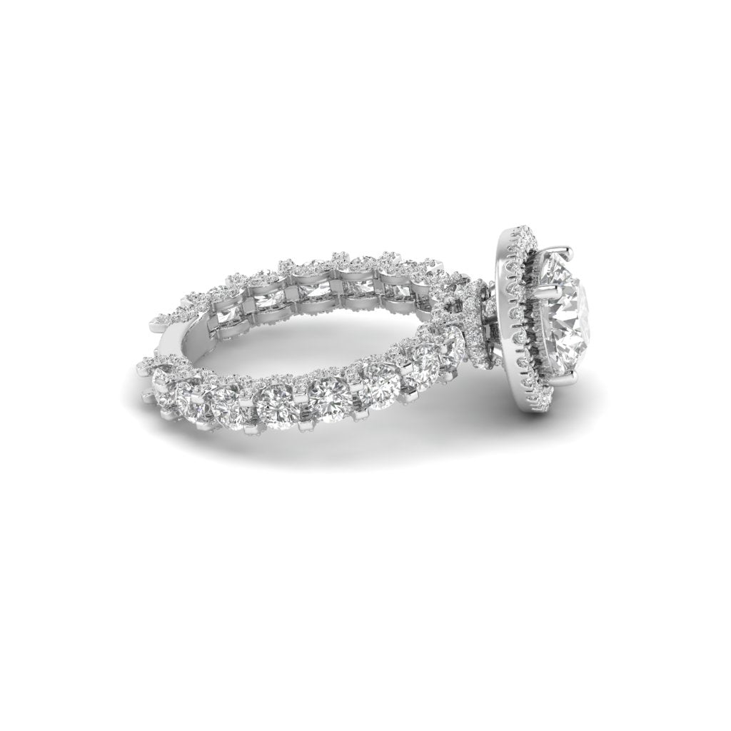 White Gold Studded 4.819 Carat Lab Grown Diamond Ring-G Color VS2 Clarity.